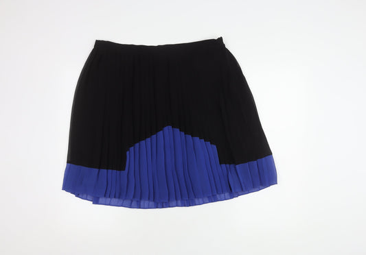 Next Women's Black Blue Pleated Skirt Size 16