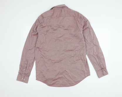 Zara Men's Red Cotton Regular Fit Shirt L