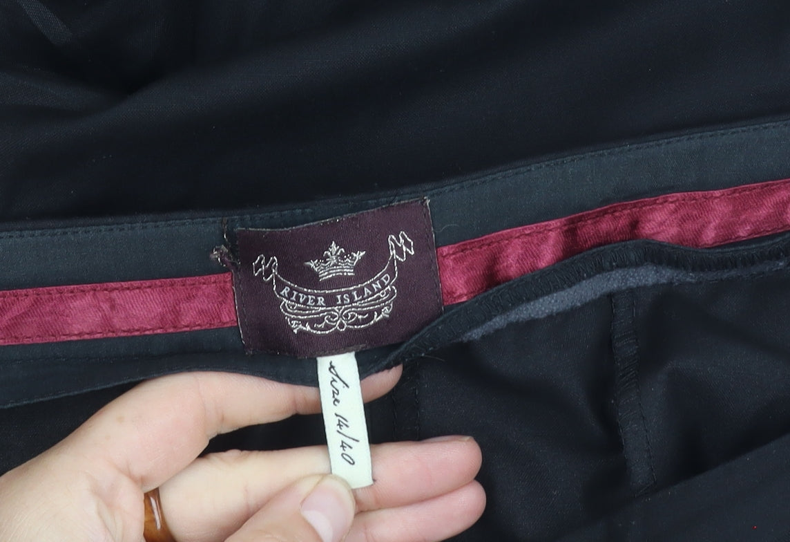 River Island Women's Black Pleated Trousers - Size 12