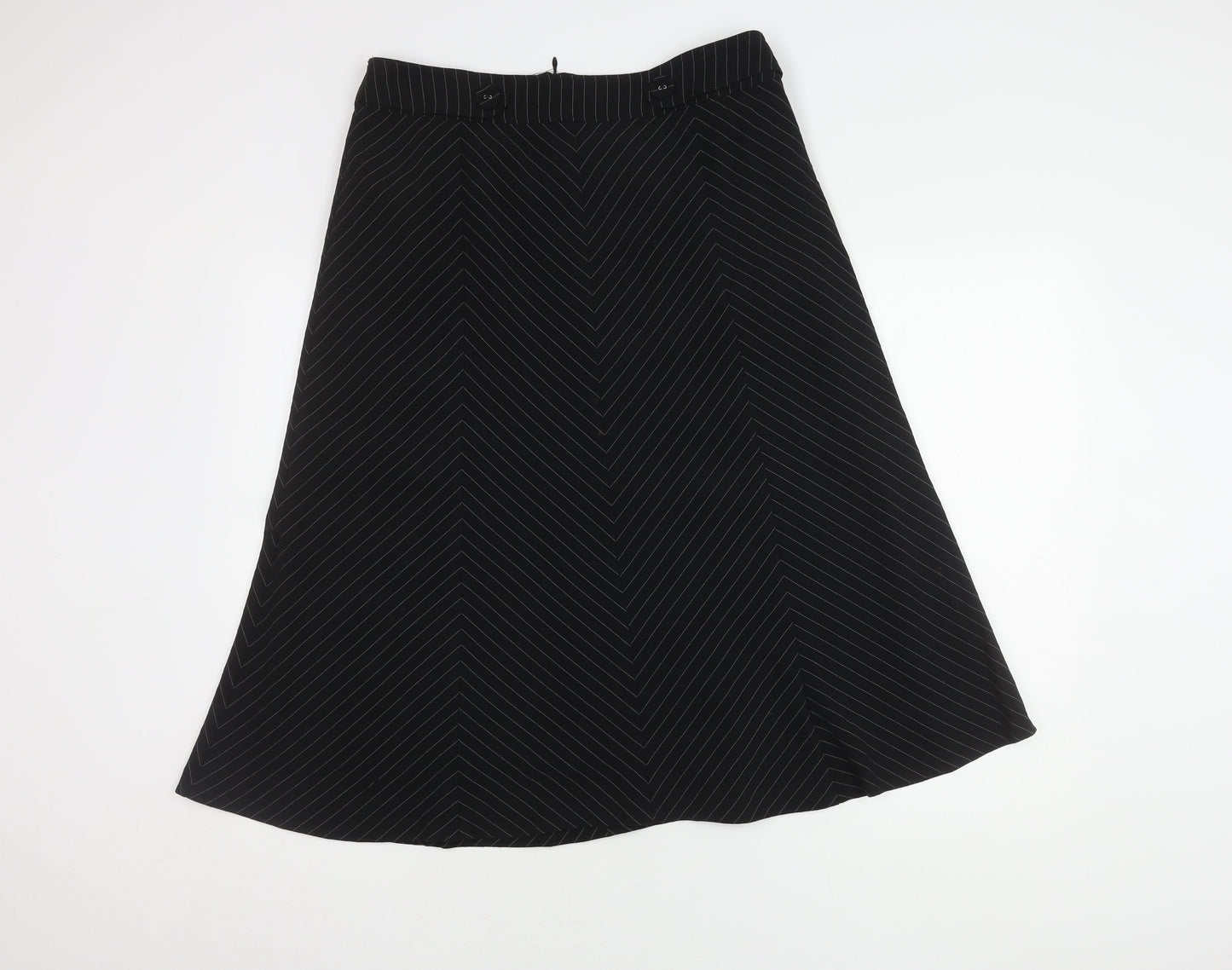 Volonté Women's Black A-Line Striped Midi Skirt Size 14