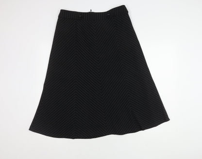 Volonté Women's Black A-Line Striped Midi Skirt Size 14