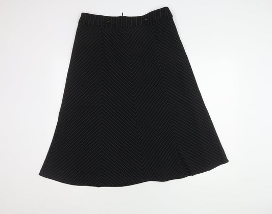Volonté Women's Black A-Line Striped Midi Skirt Size 14