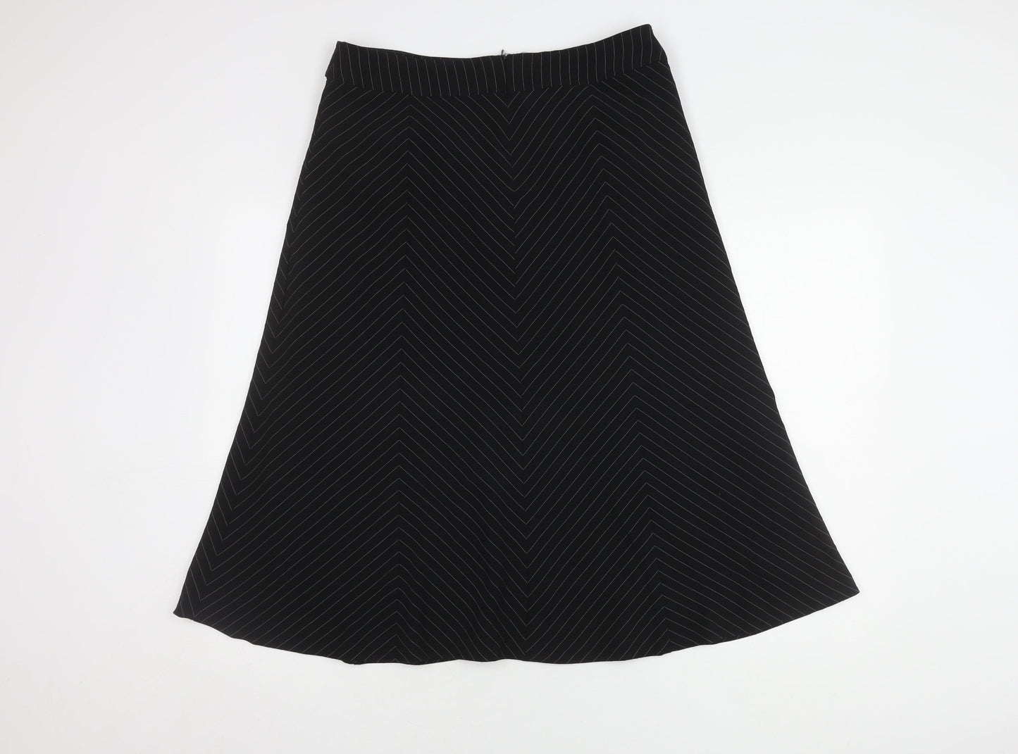 Volonté Women's Black A-Line Striped Midi Skirt Size 14