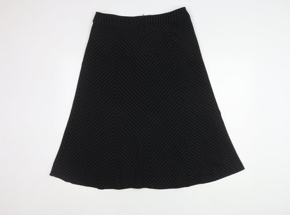 Volonté Women's Black A-Line Striped Midi Skirt Size 14