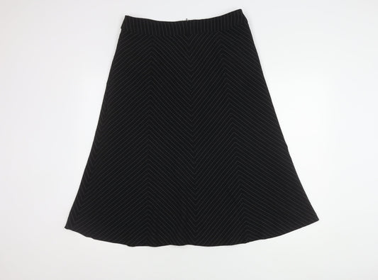 Volonté Women's Black A-Line Striped Midi Skirt Size 14