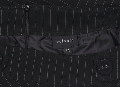 Volonté Women's Black A-Line Striped Midi Skirt Size 14