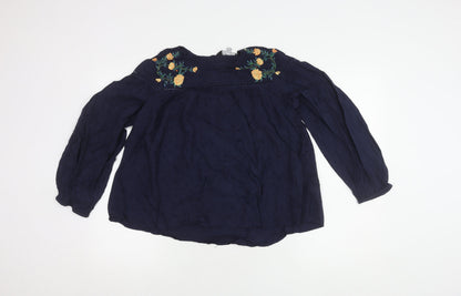 Dorothy Perkins Women's Embroidered Blue Blouse Size 10