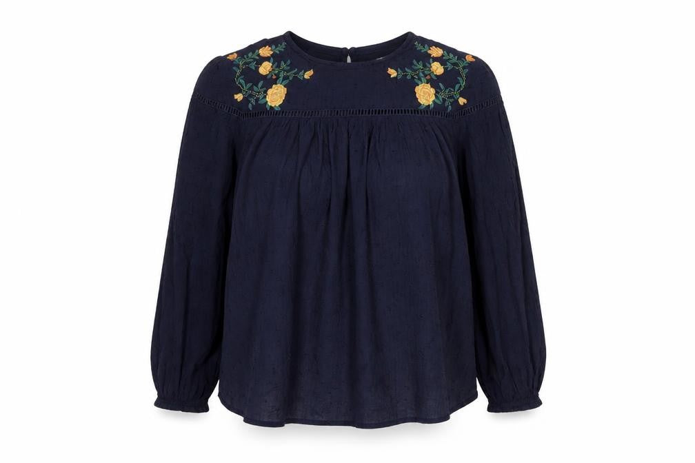 Dorothy Perkins Women's Embroidered Blue Blouse Size 10