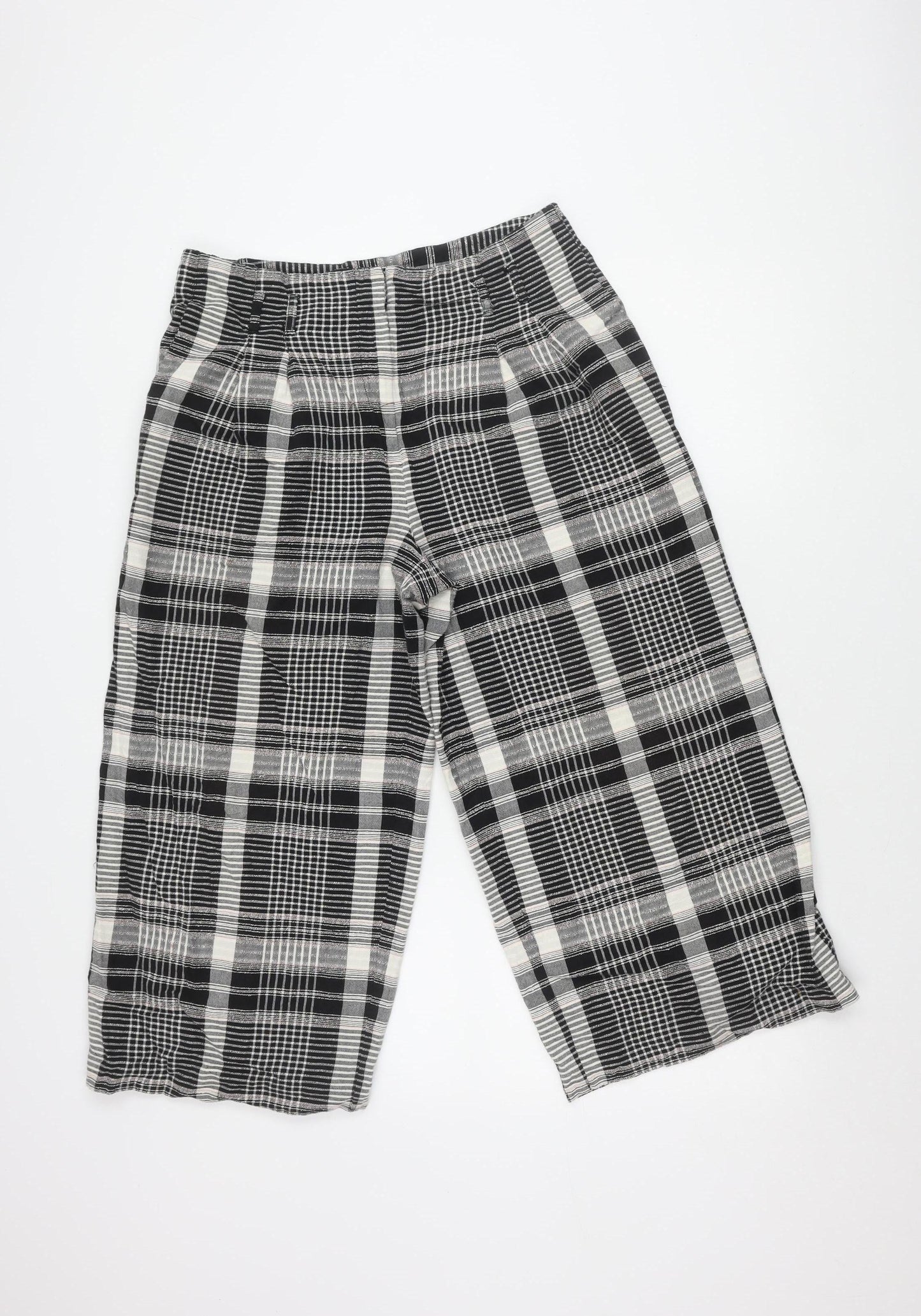 Anthropologie Women's Black Plaid Cropped Trousers 10