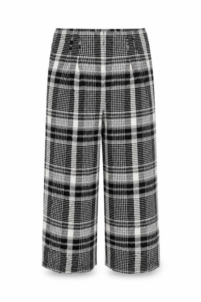 Anthropologie Women's Black Plaid Cropped Trousers 10