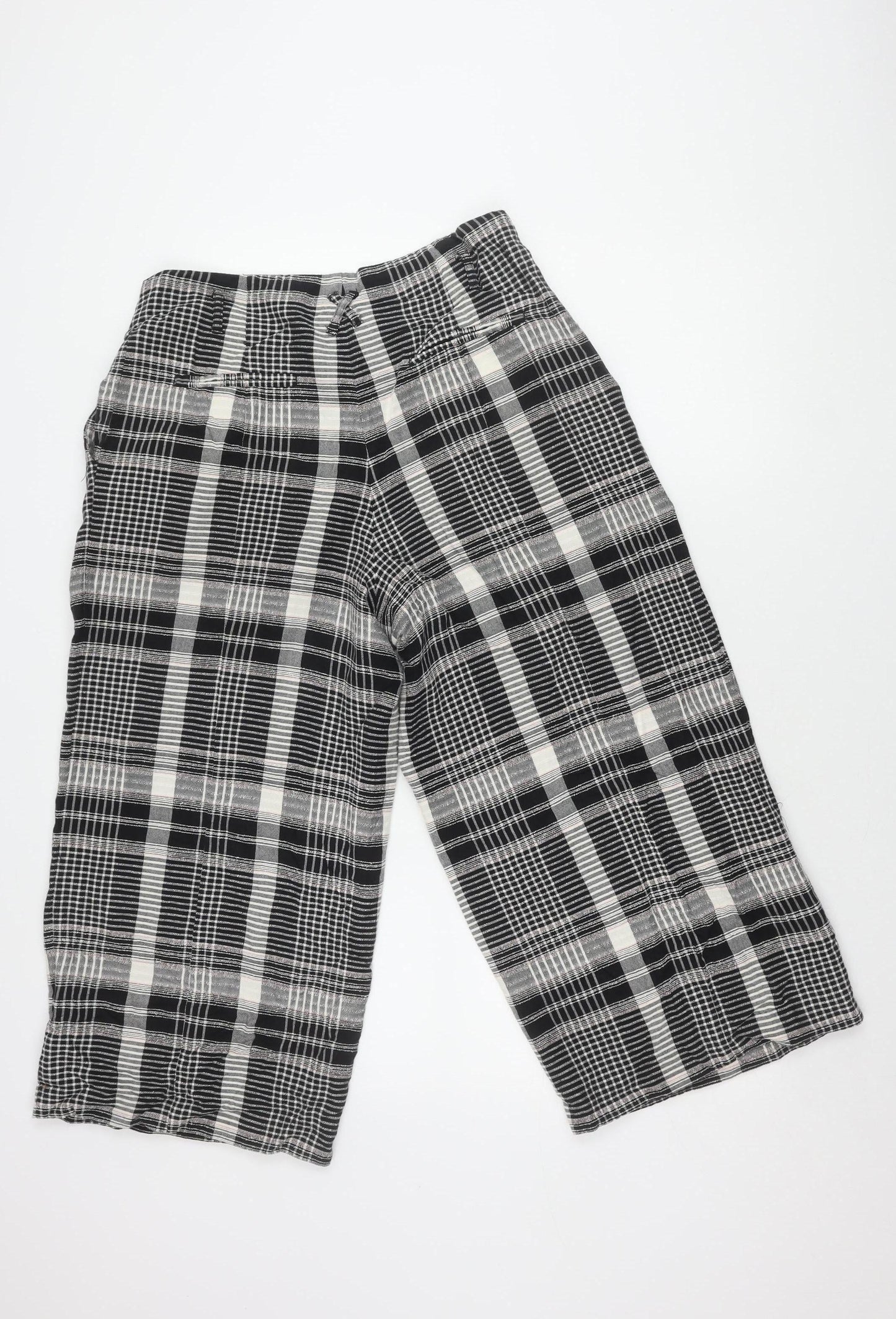 Anthropologie Women's Black Plaid Cropped Trousers 10