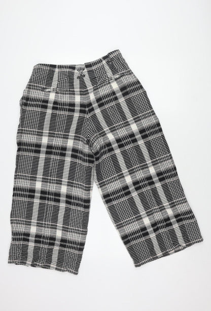 Anthropologie Women's Black Plaid Cropped Trousers 10