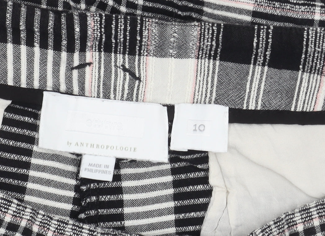 Anthropologie Women's Black Plaid Cropped Trousers 10