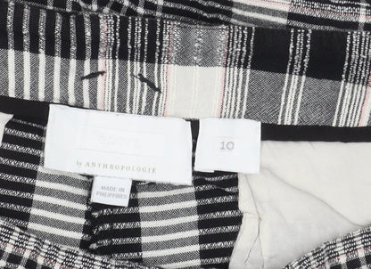 Anthropologie Women's Black Plaid Cropped Trousers 10