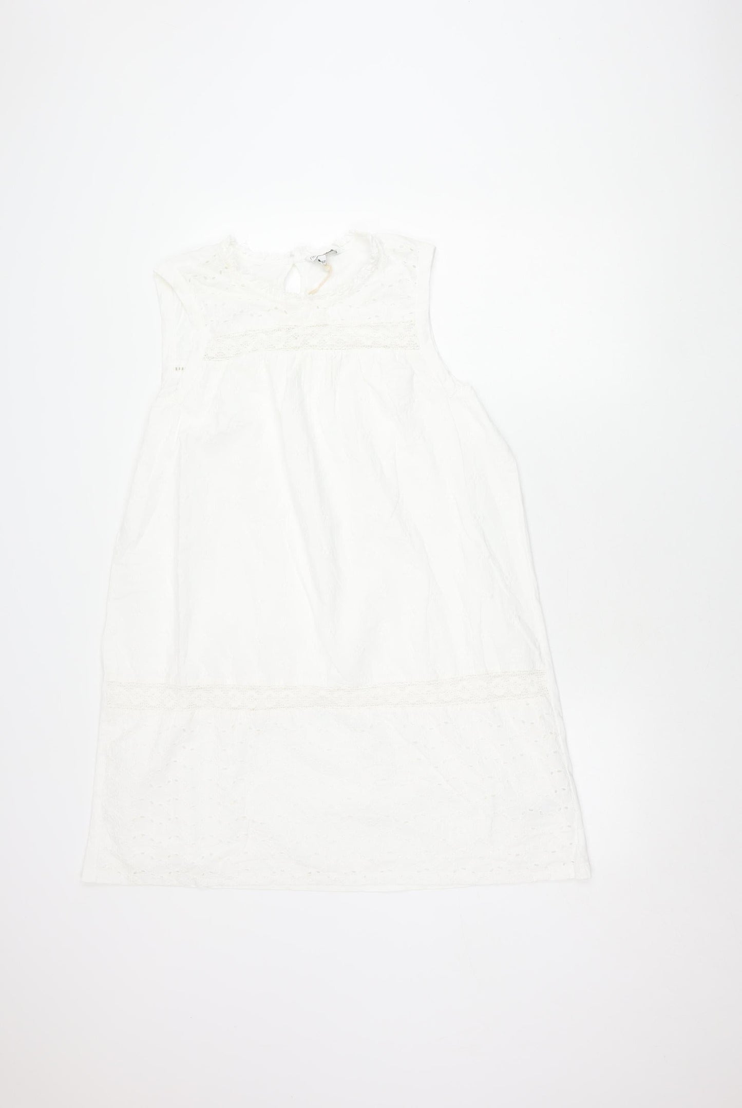 Next Women's White Cotton Sleeveless Dress Size 16