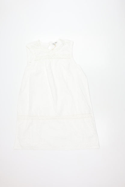 Next Women's White Cotton Sleeveless Dress Size 16