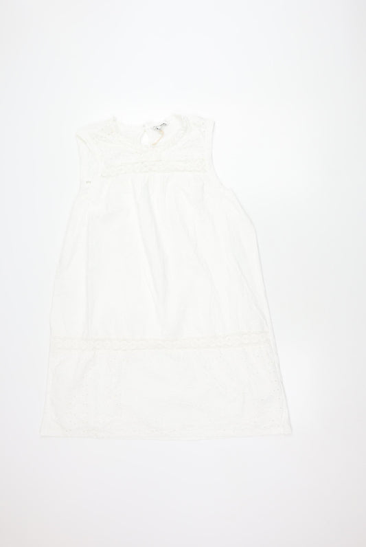 Next Women's White Cotton Sleeveless Dress Size 16