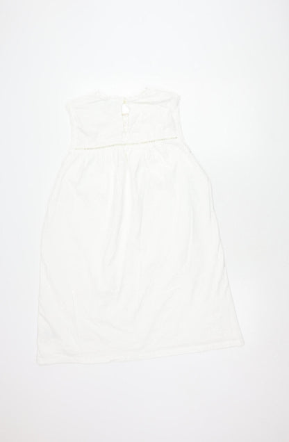 Next Women's White Cotton Sleeveless Dress Size 16