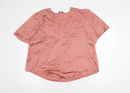 Next Women's Pink V-Neck Blouse, Size 12, Casual Spring Top