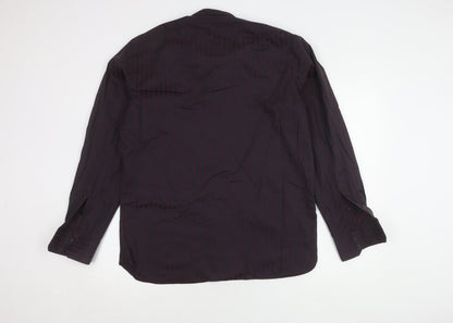 Marks and Spencer Men's Red Striped Button-Up Shirt