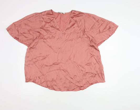 Womens UK Size 16 NEXT Pink Basic Blouse