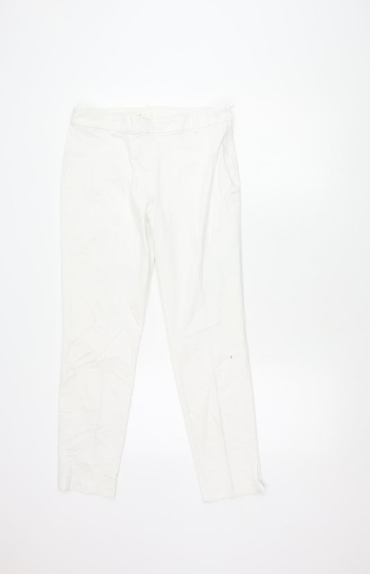 Womens UK Size 14 H&M Regular Fit Casual White Trousers
