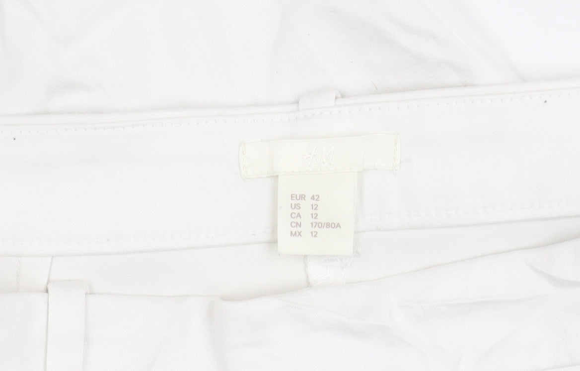 Womens UK Size 14 H&M Regular Fit Casual White Trousers