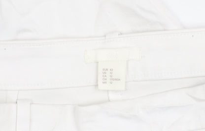 Womens UK Size 14 H&M Regular Fit Casual White Trousers