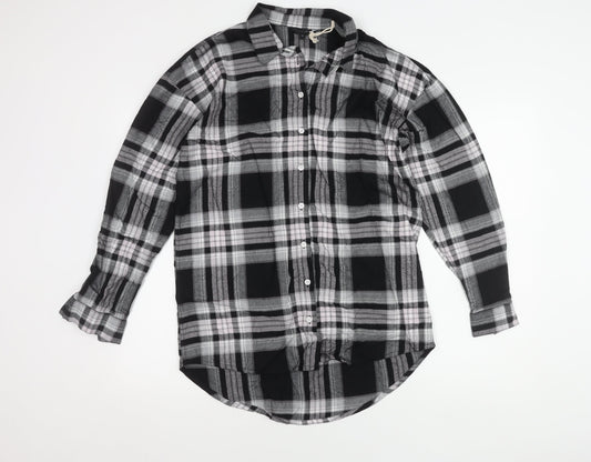 Womens UK Size 10 NEXT Black Basic Button-Up