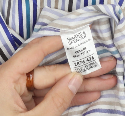 Marks & Spencer Men's Multicoloured Striped Shirt