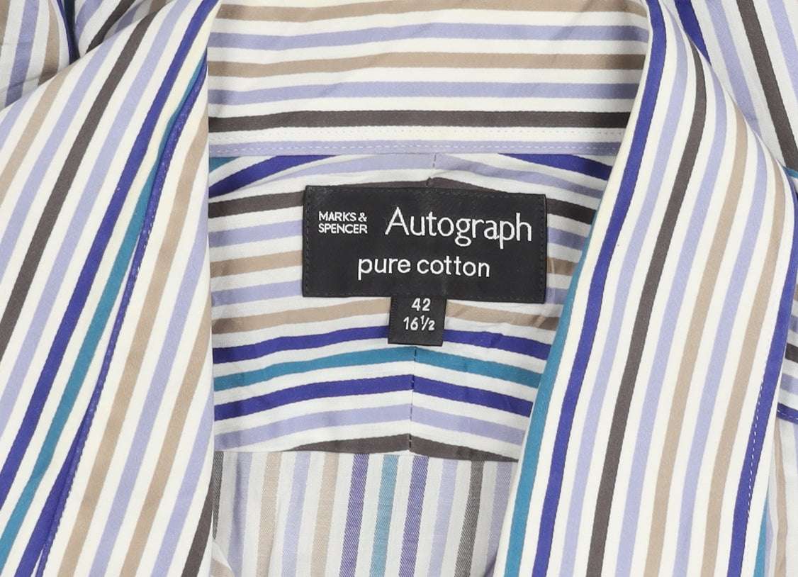 Marks & Spencer Men's Multicoloured Striped Shirt