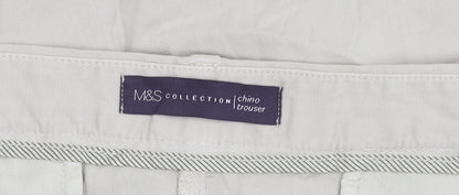 Marks and Spencer Men's Beige Chino Trousers Size 18