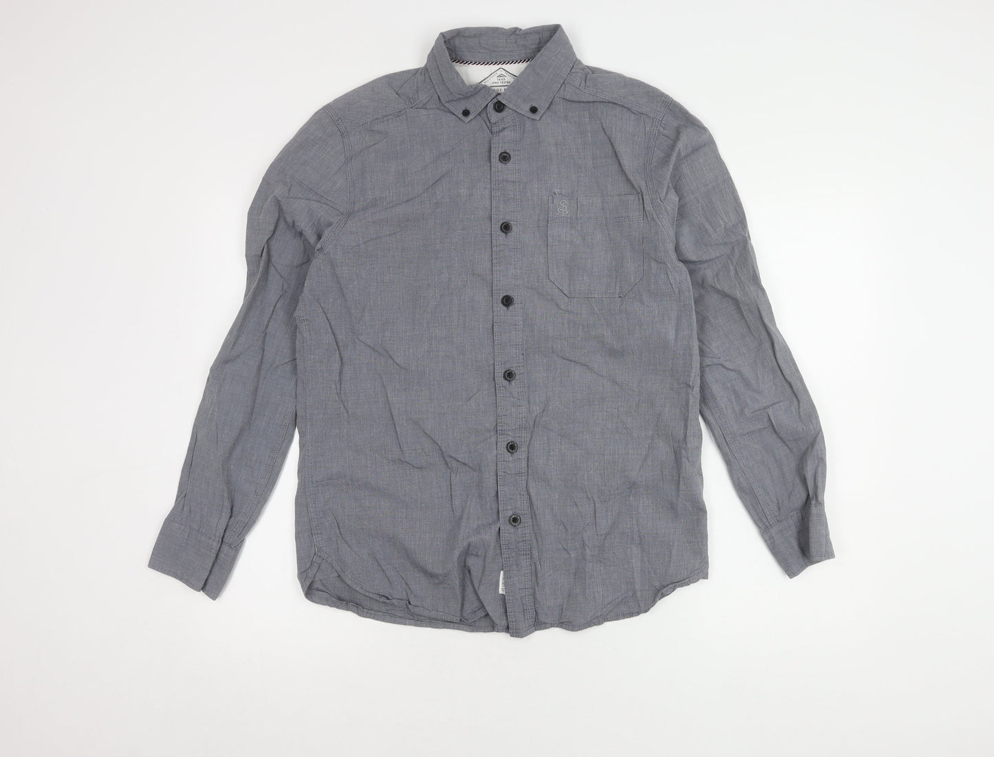 St George By Duffer Men's Grey Medium Long Sleeve Shirt