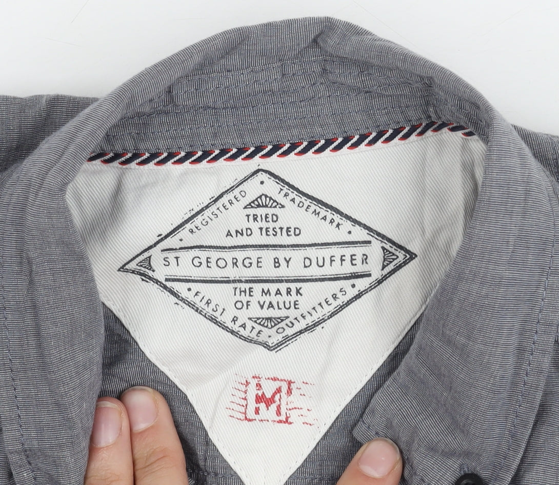 St George By Duffer Men's Grey Medium Long Sleeve Shirt
