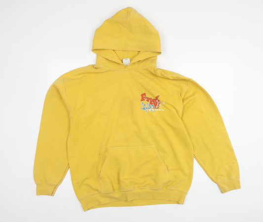 Urban Outfitters Men's Yellow Graphic Print Hoodie S