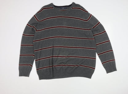 Maine Men's Grey Striped XL Pullover Jumper
