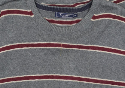 Maine Men's Grey Striped XL Pullover Jumper