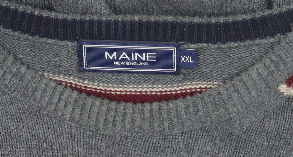 Maine Men's Grey Striped XL Pullover Jumper