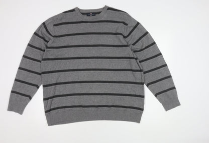 Marks and Spencer Men's Grey Striped Pullover XL