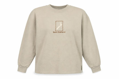 Front view of Leisure Line Beige Pullover Sweatshirt, unisex large