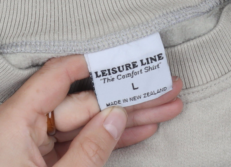 Leisure Line Beige Pullover Sweatshirt, Unisex Large