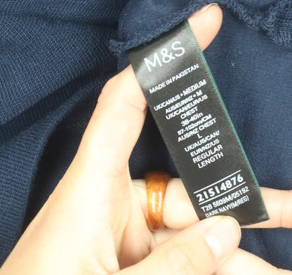 Marks and Spencer Men's Blue Long Sleeve Polo M