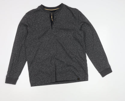 Next Men's Black Henley Jumper M Polyester Cotton