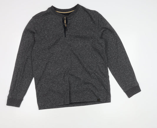 Next Men's Black Henley Jumper M Polyester Cotton