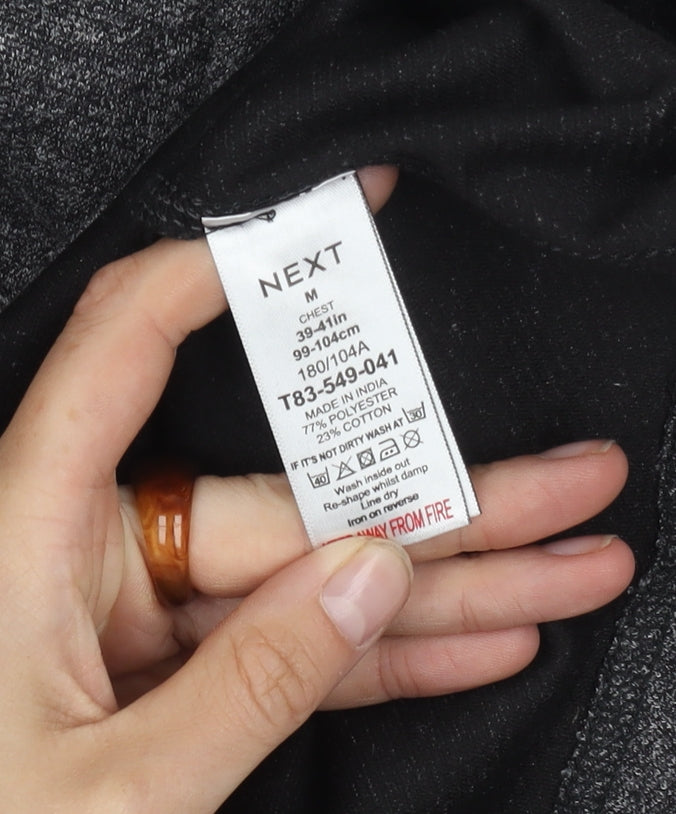 Next Men's Black Henley Jumper M Polyester Cotton