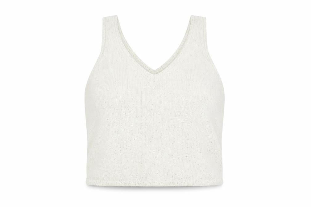 Womens UK Size M Marks and Spencer White Cropped Tank