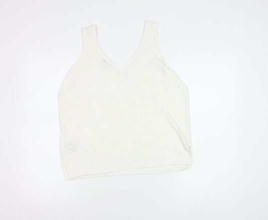 Womens UK Size M Marks and Spencer White Cropped Tank