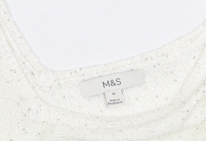 Womens UK Size M Marks and Spencer White Cropped Tank