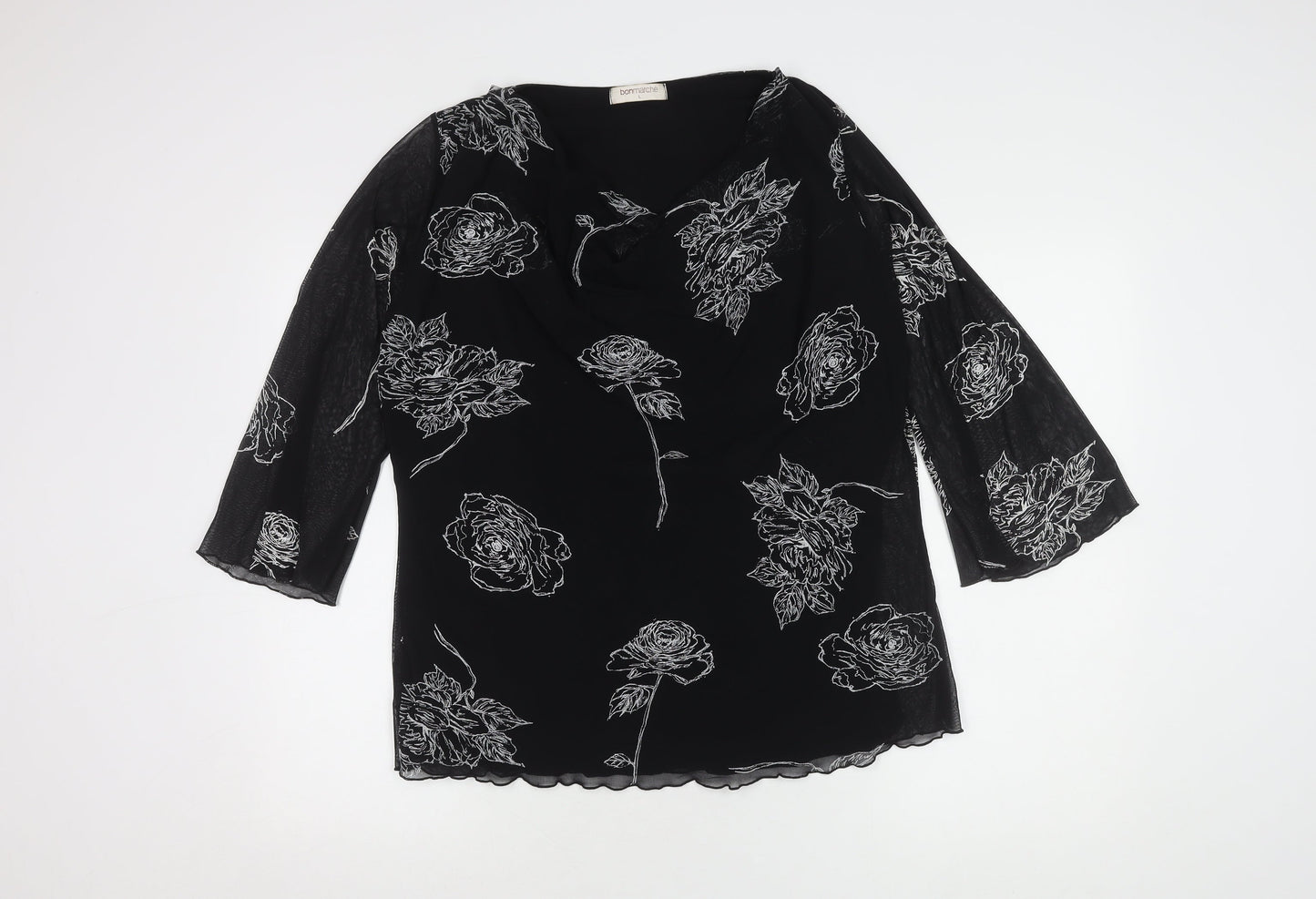 Womens UK Size L Bonmarché Black Basic Blouse