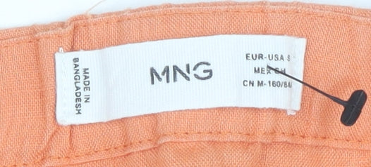 MNG Women's Orange Linen Playsuit Size 12 - Button Detail